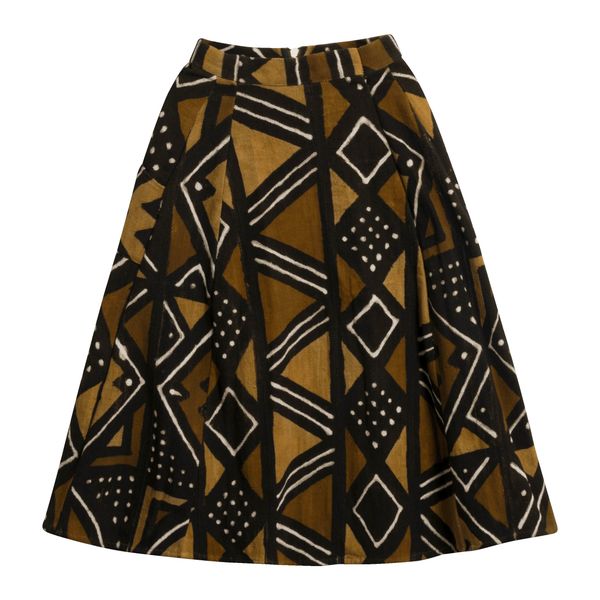 Studio 189 Brown Bogolan A-Line Skirt