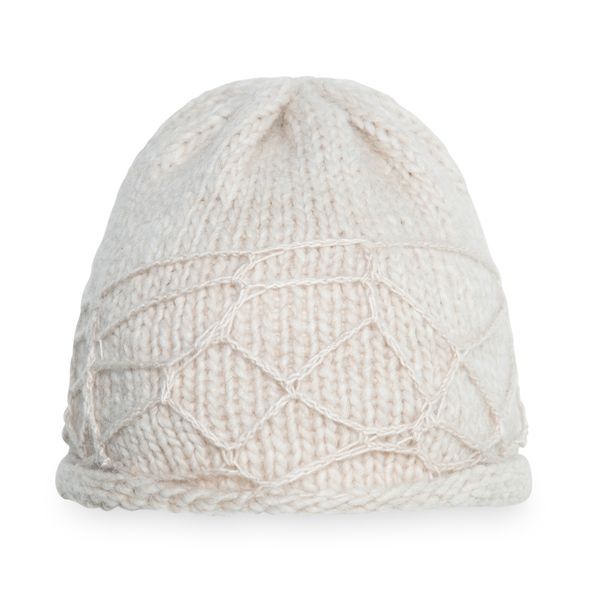 Distressed Beanie in Cream