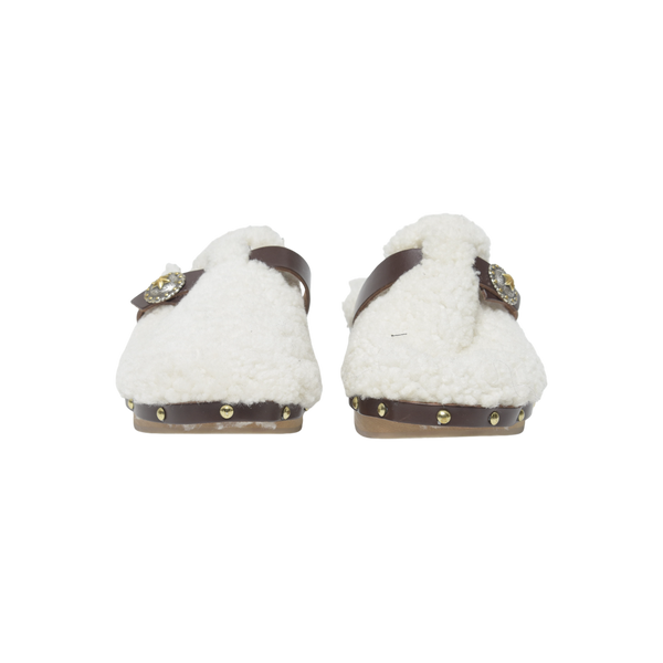 Allegra Clogs in White Shearling