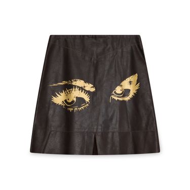 Club Glam Brown Leather Skirt