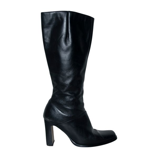 Black Leather Knee High Boots