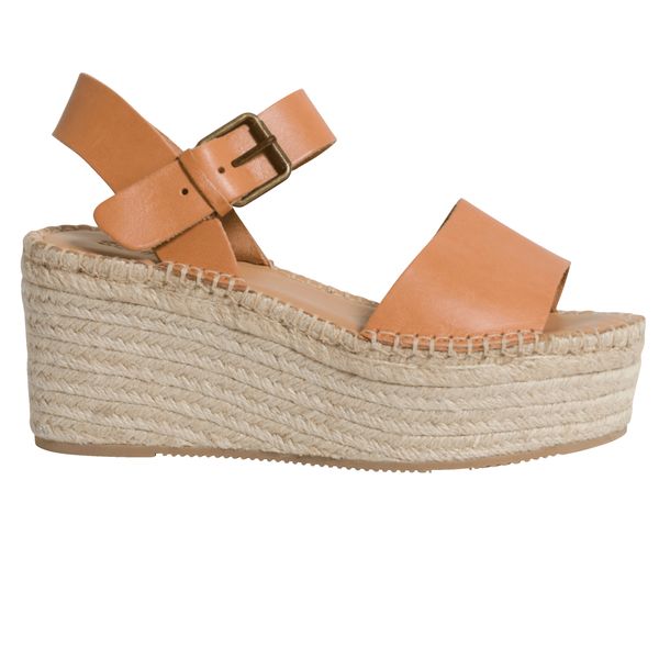 Soludos Leather Espadrille Platform Wedge Sandals in Tan