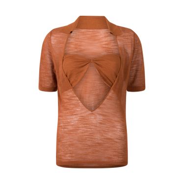 Jacquemus Polo Top with Halter Bandeau- Rust 
