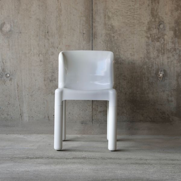 Glossy White Model 4875 Chair by Carlo Bartoli for Kartell, 1970s