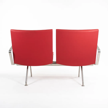 Kastrup Red Leather Two Seater Sofa by Hans Wegner for Carl Hansen, 2020