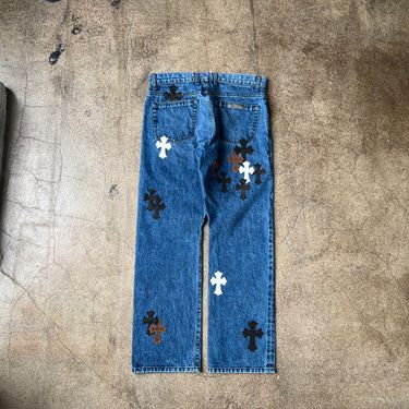 Chrome Hearts Blue Denim with Black/Brown/White Leather Crosses