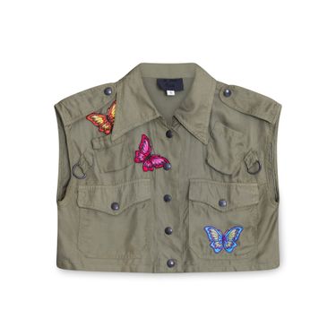 Anna Sui Green Butterfly Cropped Vest