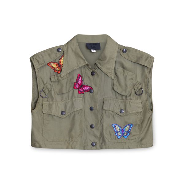 Anna Sui Green Butterfly Cropped Vest