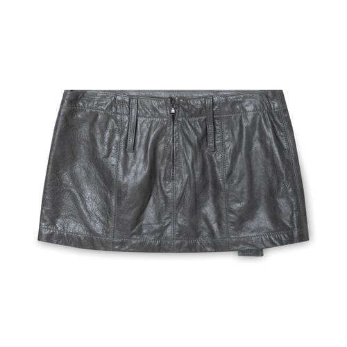 Grey Leather Cargo Mini Skirt