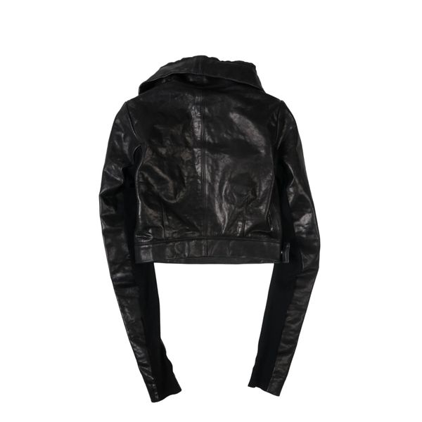 Rick Owens Highneck Biker Leather Jacket