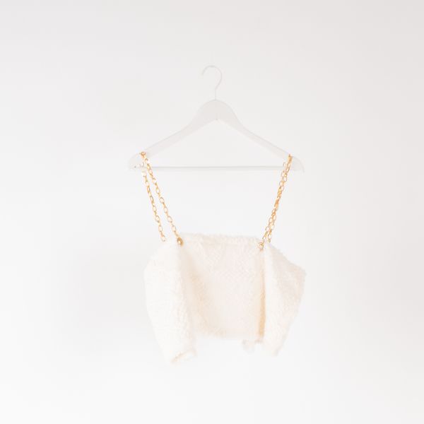 Chain Detail Faux Fur Tank Top