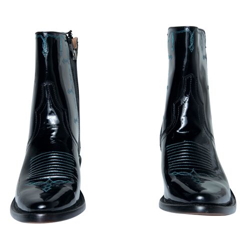 Lucchese Black Patent Leather Cowboy Boots