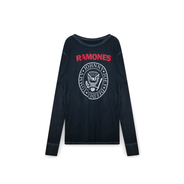 Vintage Black Ramones Waffle Knit Long Sleeve