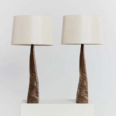 Hammered Finish Brutalist Table Lamps