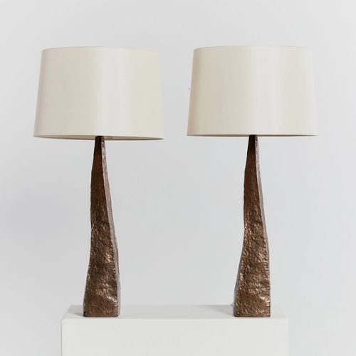 Hammered Finish Brutalist Table Lamps