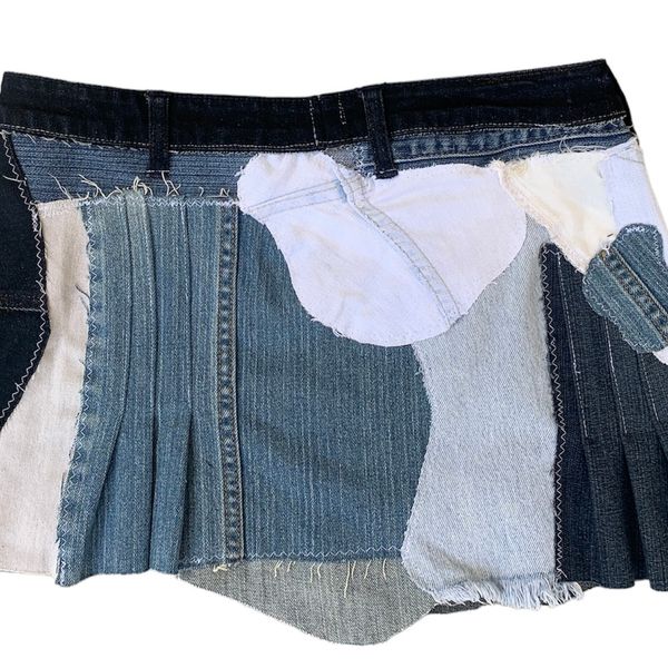 Denim Patchwork Miniskirt