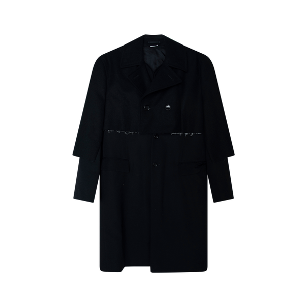 Comme Des Garçons Homme Plus Black Wool Gabardine Layered Coat