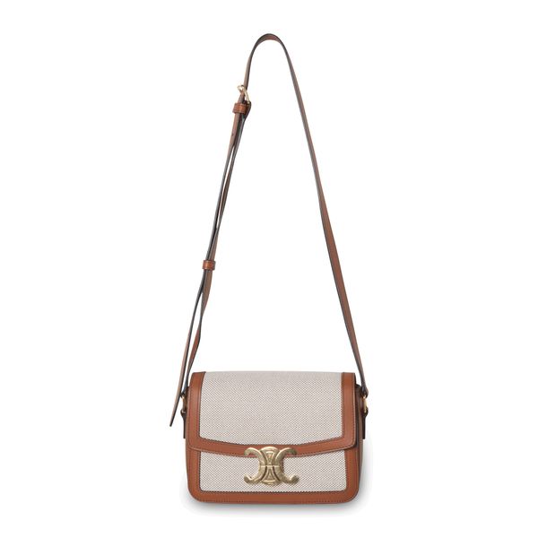 Celine Triomphe Canvas and Leather Shoulder Bag