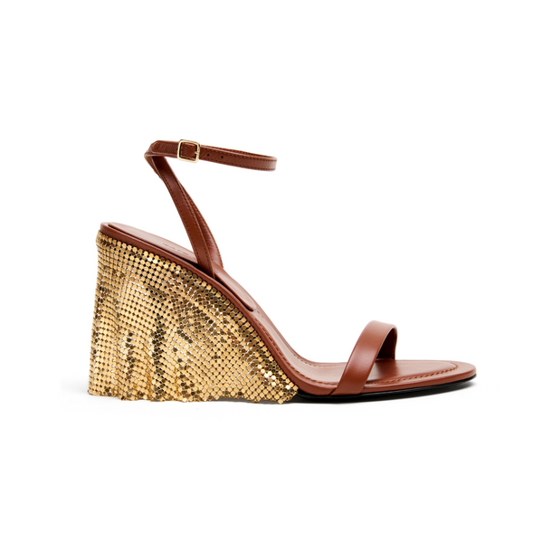 Kate Sandal 90MM Gold in Brown Nappa
