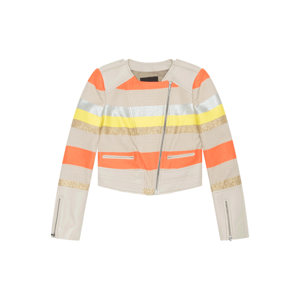 BCBGMAXAZRIA Metallic Biker Jacket in Citrus