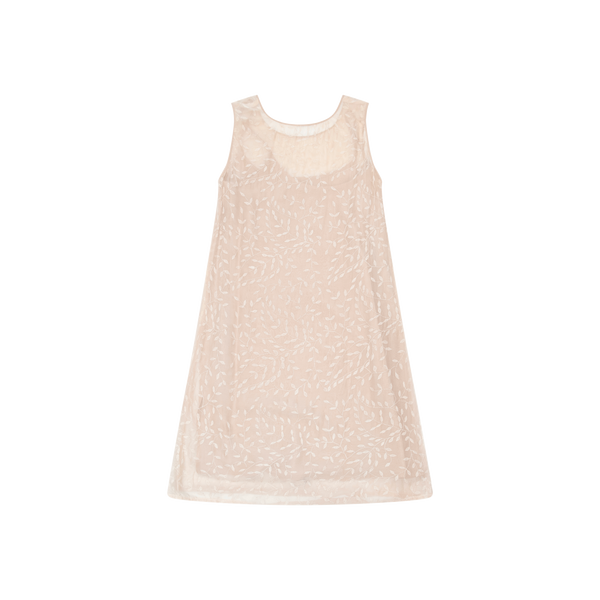 Vintage Beige Embroidered Shift Dress