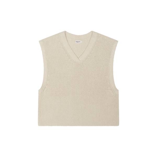 Filippa K Ivory Nancy Ribbed Knit Vest