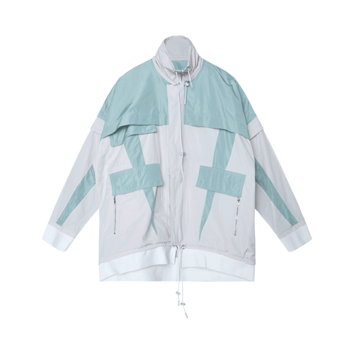 Convertible Nylon Jacket in Ivory/Mint