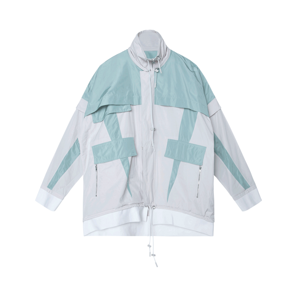 Convertible Nylon Jacket in Ivory/Mint