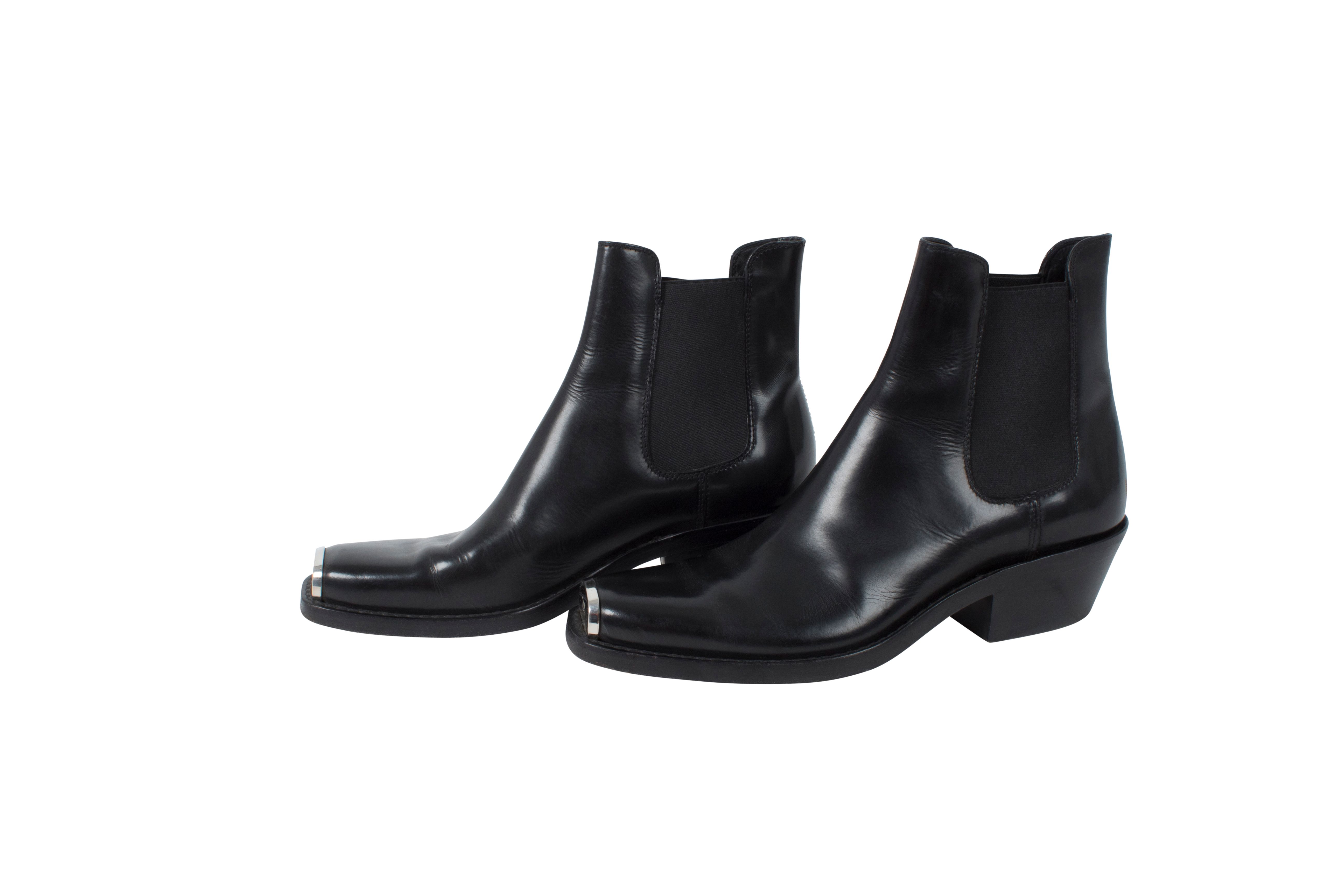 Calvin Klein 205W39NYC Square Toe Leather Boots by Juliana Salazar