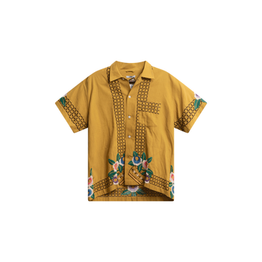 Bode Yellow Stitched Floral Shirt 