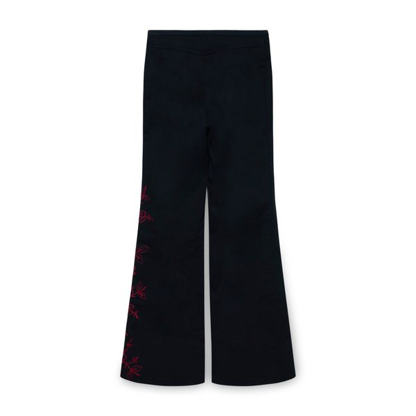 Betsey Johnson Black Rose Flare Pants 