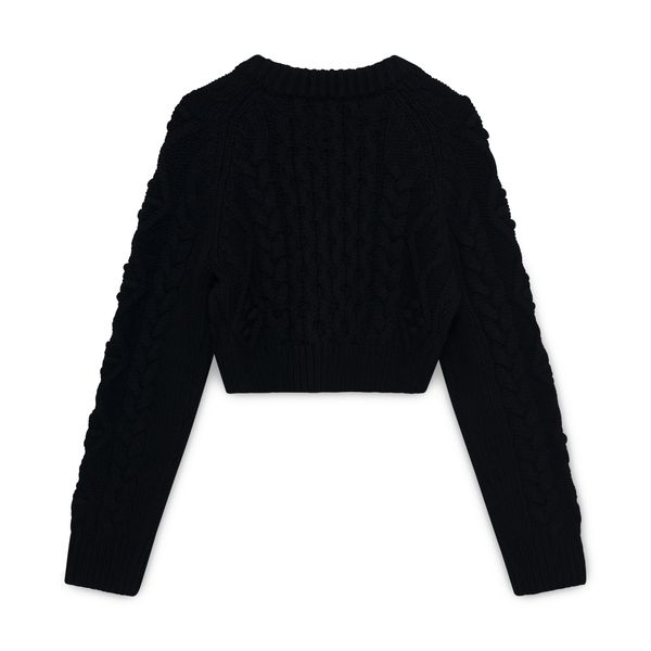 Loulous Studio Black Abaco Cropped Cardigan