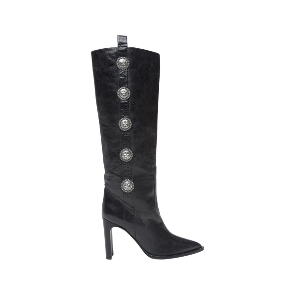 Black Leather Heeled Boots