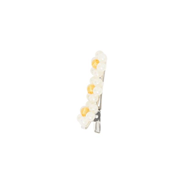 White-Orange Floral Barrette