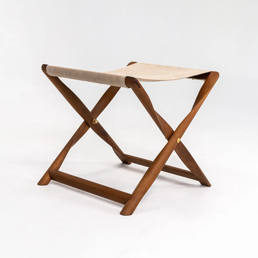 Smoked Ash Oil and Natural Canvas Propeller Stool by Kaare Klint for Carl Hansen, 2021