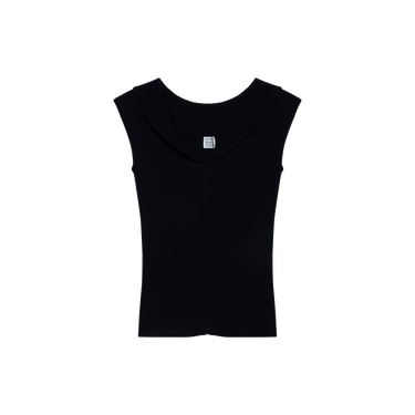 Toteme Black Knit Collared Tank