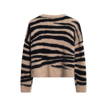 Madewell Striped Sweater with Buttons - Tan/Brown