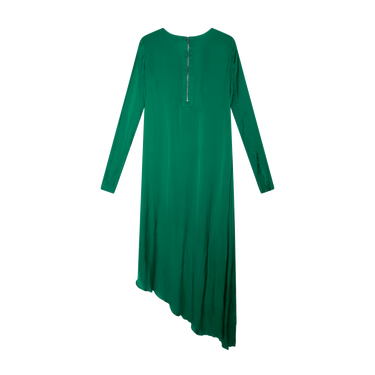 BCBGMAXAZRIA Runway Emerald Green Sateen Asymmetrical Dress