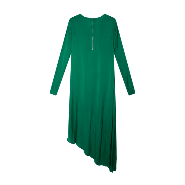 BCBGMAXAZRIA Runway Emerald Green Sateen Asymmetrical Dress