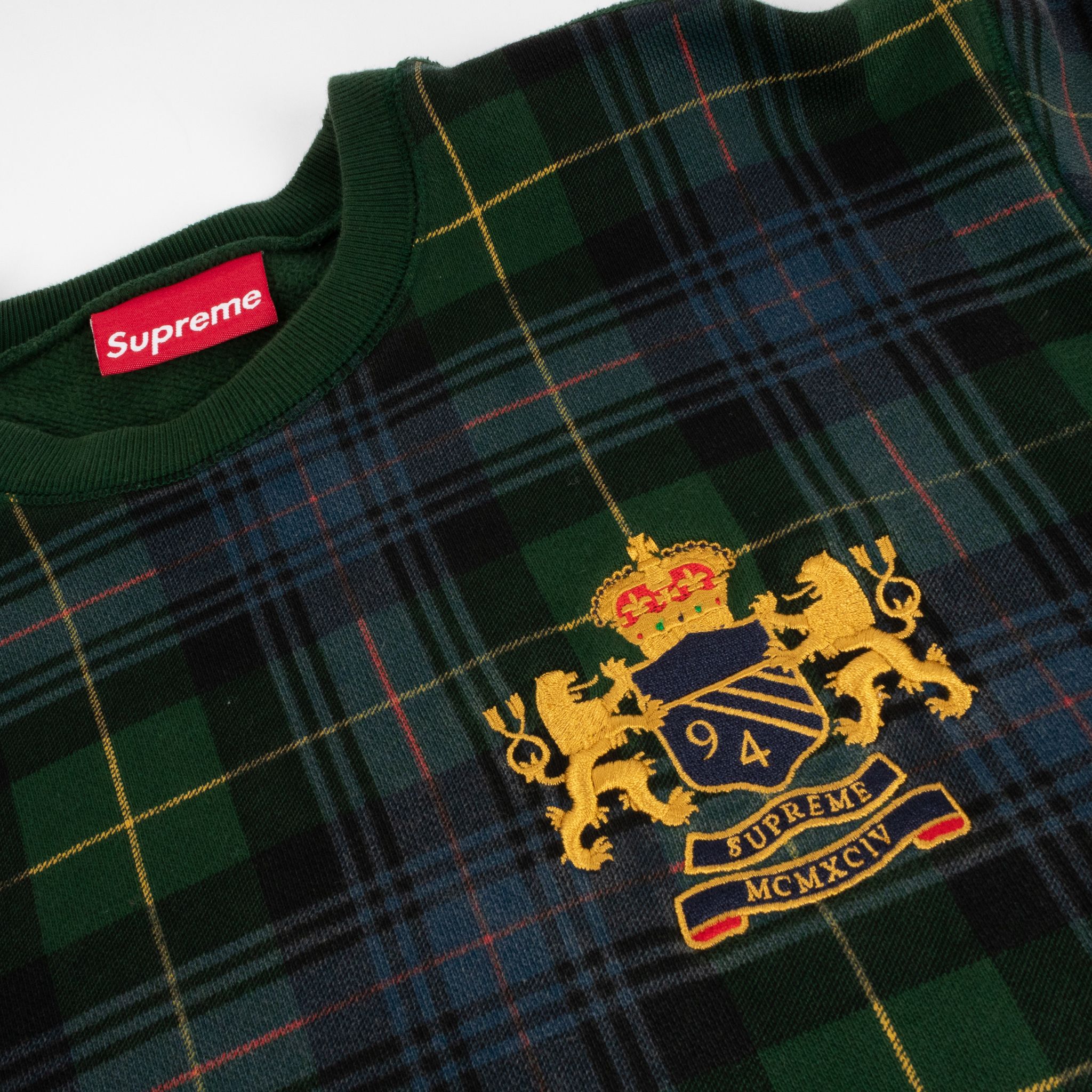 Supreme Crest Logo Tartan Plaid Crewneck by Emily Oberg | Basic.Space