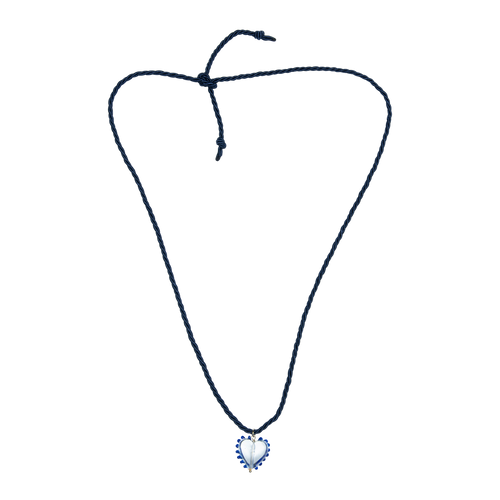 Rope and Glass Heart Necklace