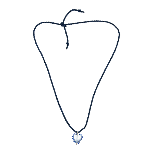 Rope and Glass Heart Necklace