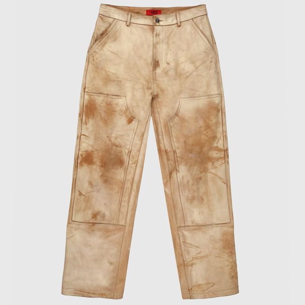 Leather Washed Textured Work Pant in Camel