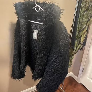 Balenciaga Cropped Faux Fur Jacket AW20