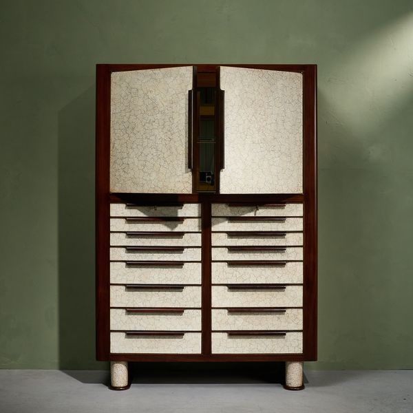 Early and Rare Large Eggshell Cabinet by Aldo Tura, Italy, 1940s