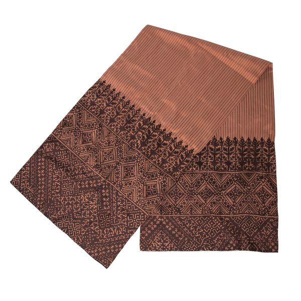 Dries Van Noten Orange and Brown Silk Scarf