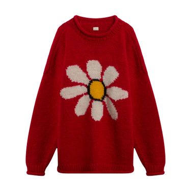 Vintage Chunky Knit Flower Power Sweater