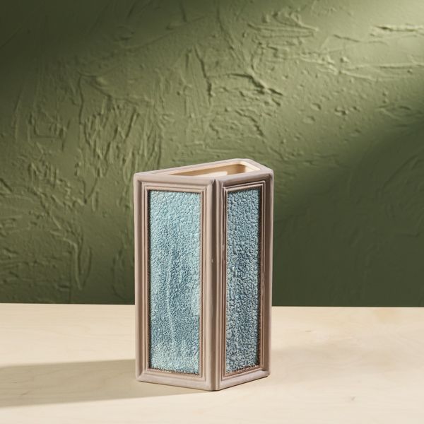 'Window' Series W1 by Eunsol Kim, Glazed Ceramic Sculpture in Grey and Blue, The Netherlands, 2025"