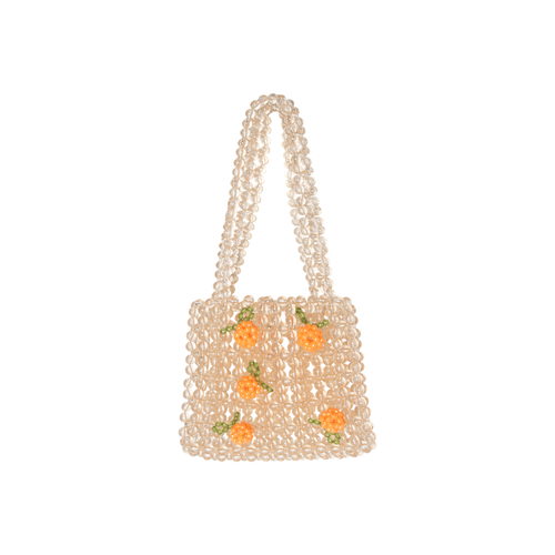 Pink Beaded Orange Handbag