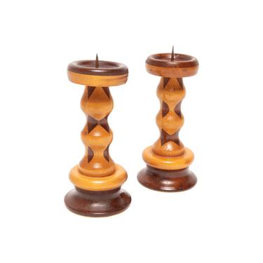 Vintage Marquetry Candlesticks